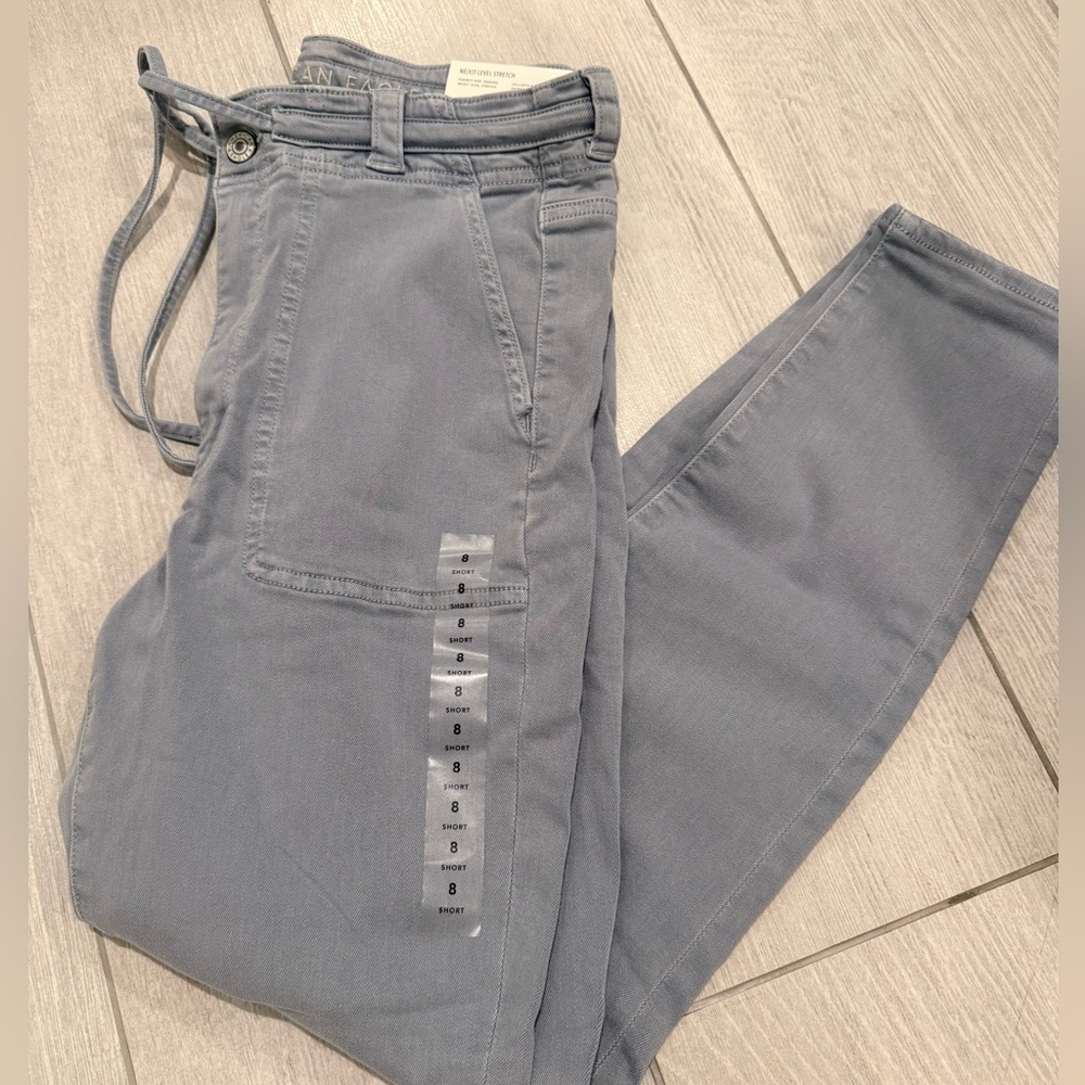 American Eagle Outfitters Light Blue Grey Stretch jeans, extra high waisted